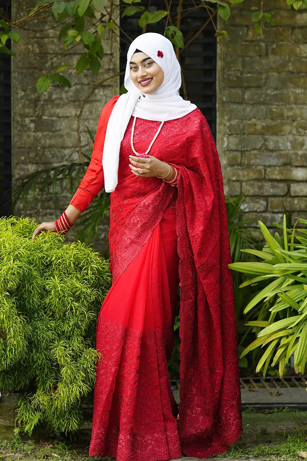 Royal Red Organza Party Wear Saree